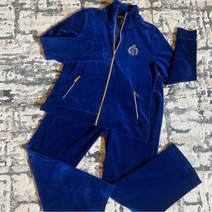 COPY - Lauren Ralph Lauren Velour Track Suit Navy & Gold Womens L